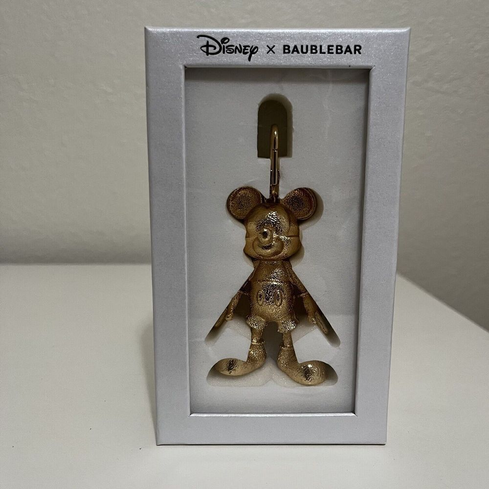 Disney x Baublebar Mickey Mouse Bag Purse Charm Gold Keychain NEW